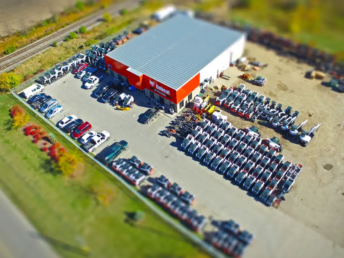 A drone photograph of Bobcat of Hamilton in Stoney Creek, Ontario.