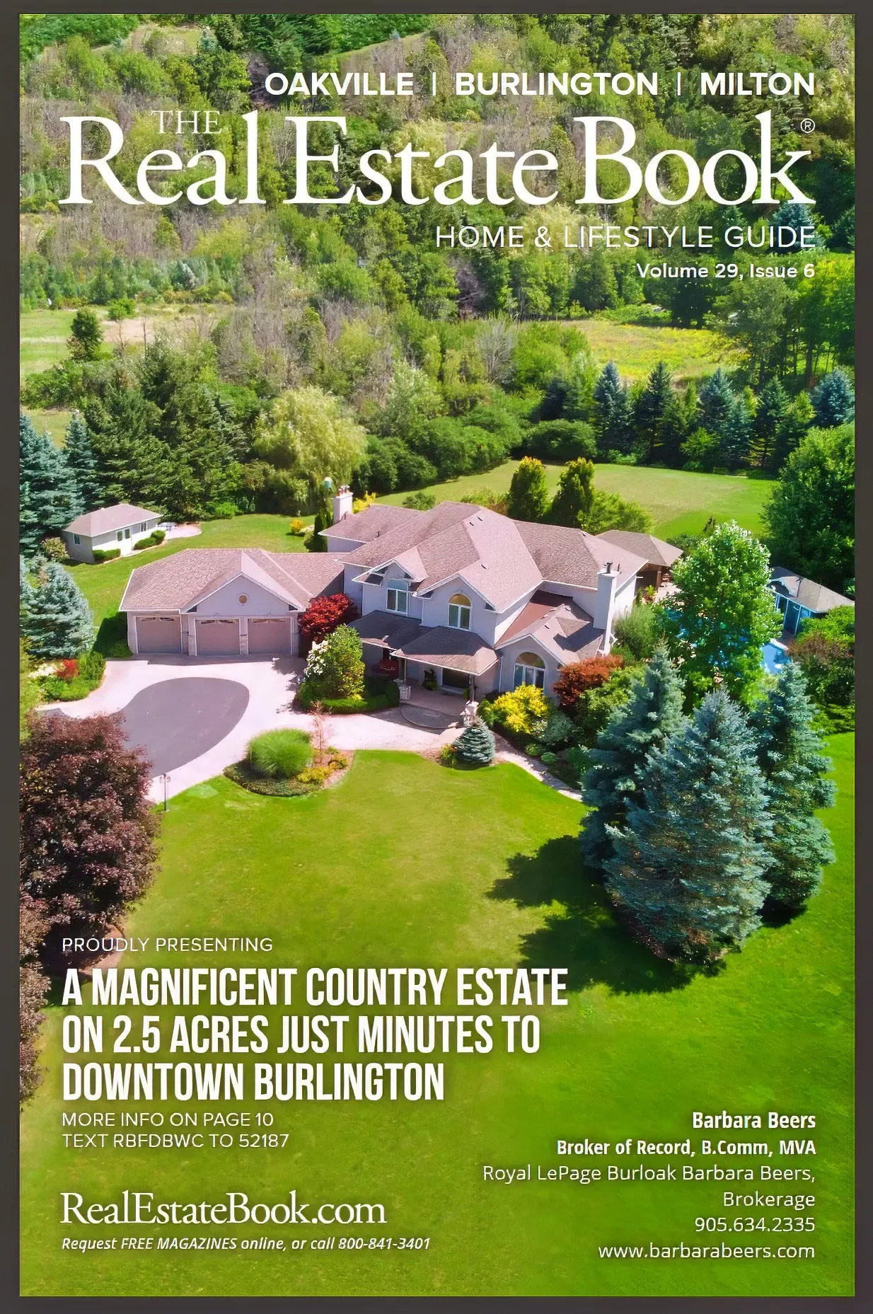 Drone photograph of a real estate listing featured on the cover of The Real Estate Book