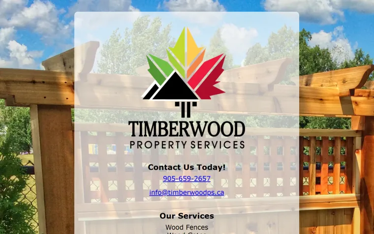 The Timberwood Property Services website, built by Foxroy